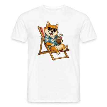 Shiba Strandläufer mit Cocktail - Männer T-Shirt - Weiß - Vorne - AI Model Male 178 dark (178cm)