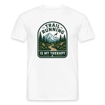 La course en sentier est ma thérapie - T-shirt homme - blanc - Devant - AI Model Male 178 dark (178cm)