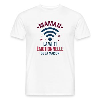 Maman La Wi-Fi Émotionnelle De La Maison - T-shirt homme - blanc - Devant - AI Model Male 178 dark (178cm)