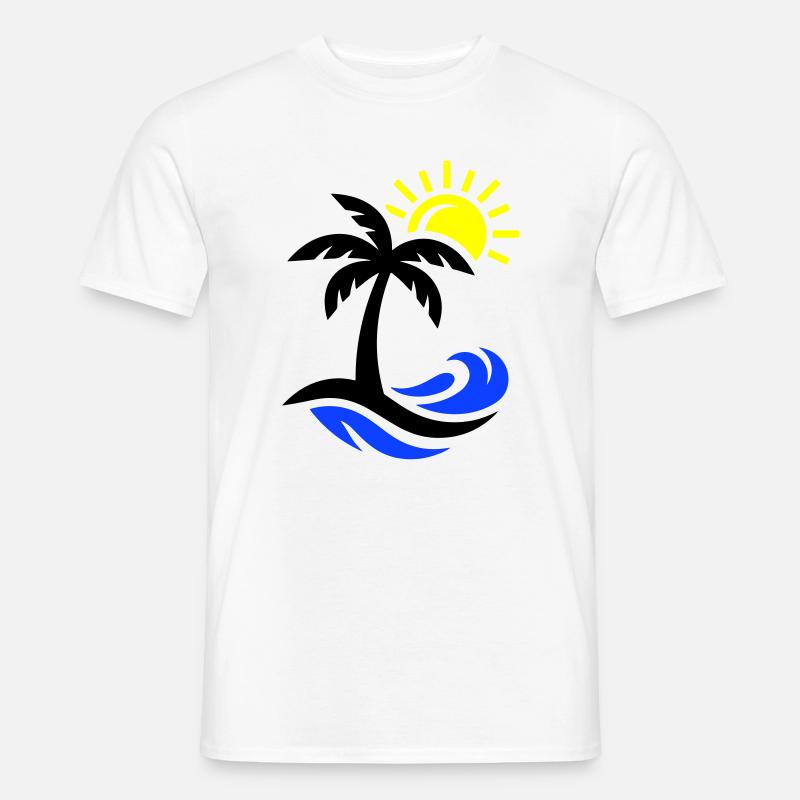 Palme Strand Ozean - Männer T-Shirt - Weiß