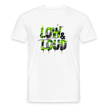 Autocollants de t-shirt bas et bruyant pour accorder la scène des fans - T-shirt homme - blanc - Devant - AI Model Male 178 dark (178cm)