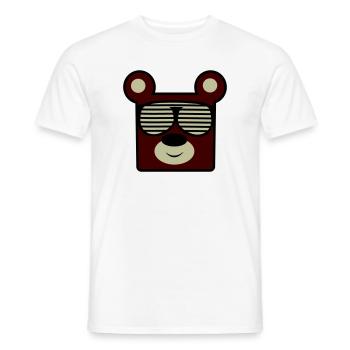 Ours avec des lunettes de soleil rétro - T-shirt homme - blanc - Devant - AI Model Male 178 dark (178cm)