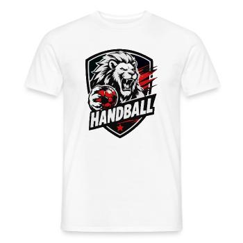 Lion in Handball Shield - Men's T-Shirt - white - Front - AI Model Male 178 dark (178cm)