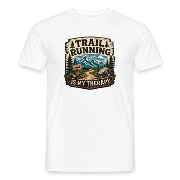Trail Running Is My Therapy Badge - Men's T-Shirt - white - Front - AI Model Male 178 dark (178cm)