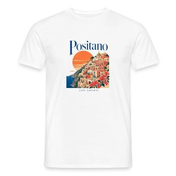Positano Late Sunsets, Amalfi Coast Italian Summer - Men's T-Shirt - white - Front - AI Model Male 178 dark (178cm)