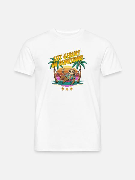 Seit Geburt im Ruhestand Sloth - Männer T-Shirt - Weiß