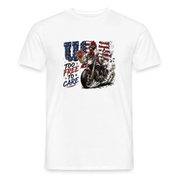  USA Too Free To Care Biker Hahn Motorrad Freedom - Männer T-Shirt - Weiß - Vorne - AI Model Male 178 dark (178cm)