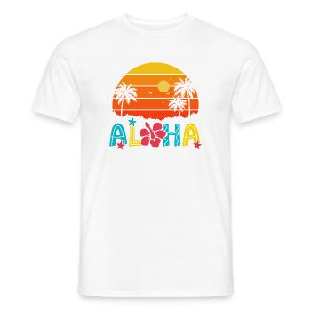 Aloha Sunset Palm Hibiscus - Men's T-Shirt - white - Front - AI Model Male 178 dark (178cm)