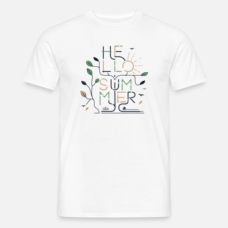HELLO SUMMER VIBES – Minimale Monoline - Männer T-Shirt - Weiß