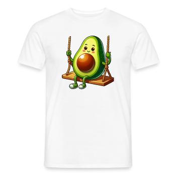Cute avocado on swing cartoon playground - Men's T-Shirt - white - Front - AI Model Male 178 dark (178cm)