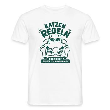 Katzen regeln konsequent Humor - Männer T-Shirt - Weiß - Vorne - AI Model Male 178 dark (178cm)