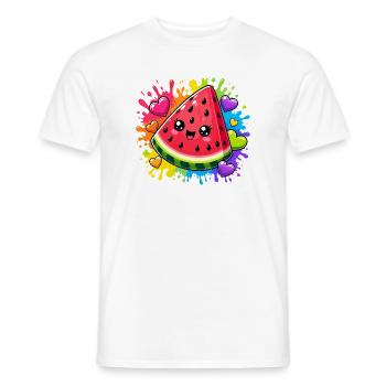 Kawaii Wassermelone mit Regenbogen - Männer T-Shirt - Weiß - Vorne - AI Model Male 178 dark (178cm)