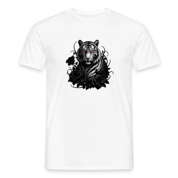 Roter Augen Tiger umgeben von Rosen - Männer T-Shirt - Weiß - Vorne - AI Model Male 178 dark (178cm)