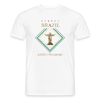 Brésil vintage-Ordre et Progrès - T-shirt homme - blanc - Devant - AI Model Male 178 dark (178cm)