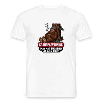 Bigfoot Grandpa Warning May Nap Suddenly at Any  - Men's T-Shirt - white - Front - AI Model Male 178 dark (178cm)