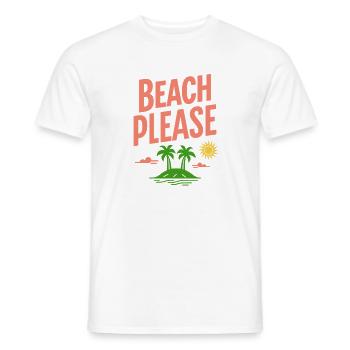 Beach Please Funny Beach Saying Retro - Men's T-Shirt - white - Front - AI Model Male 178 dark (178cm)