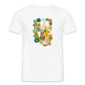 Love Peace Flowers Cooler Retro-Hippie - Männer T-Shirt - Weiß - Vorne - AI Model Male 178 dark (178cm)
