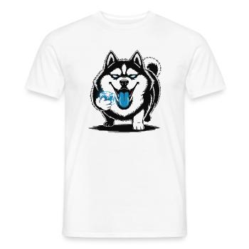 Husky Eiswürfel Cool Winter - Men's T-Shirt - white - Front - AI Model Male 178 dark (178cm)