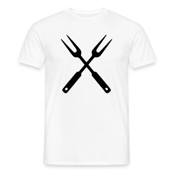 Grill, couverts, barbecue, équipe de food truck grill - T-shirt homme - blanc - Devant - AI Model Male 178 dark (178cm)
