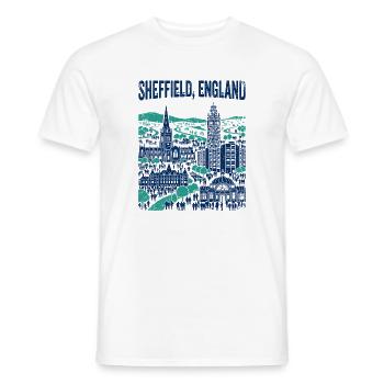 Sheffield England City Skyline With Landmarks - Männer T-Shirt - Weiß - Vorne - AI Model Male 178 dark (178cm)