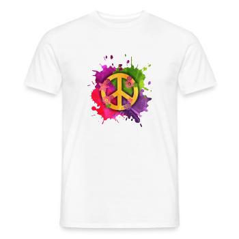 Peace Zeichen Hippie Splash – Flower Power - Männer T-Shirt - Weiß - Vorne - AI Model Male 178 dark (178cm)