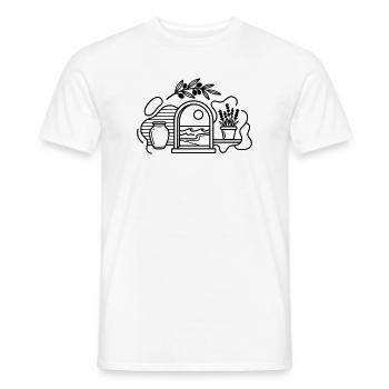 Mediterranean Breeze Olive Branch and Aegean View - Men's T-Shirt - white - Front - AI Model Male 178 dark (178cm)