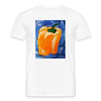 Oranger Paprika im Expressionismus - Männer T-Shirt - Weiß - Vorne - AI Model Male 178 dark (178cm)