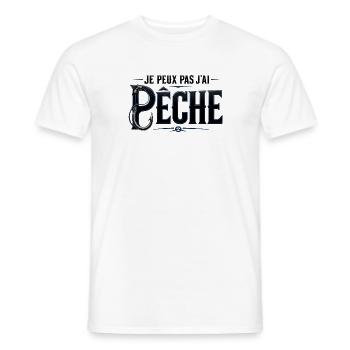 JE PEUX PAS J’AI PÊCHE - T-shirt homme - blanc - Devant - AI Model Male 178 dark (178cm)