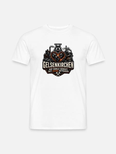Gelsenkirchen Kohle Herz Ruhrpott Ruhrgebiet - Männer T-Shirt - Weiß