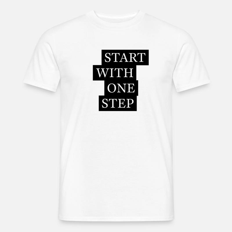Start With One Step Motivation - Männer T-Shirt - Weiß