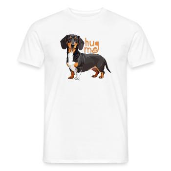 Knuddel-Dackel mit hug me Schrift - Männer T-Shirt - Weiß - Vorne - AI Model Male 178 dark (178cm)