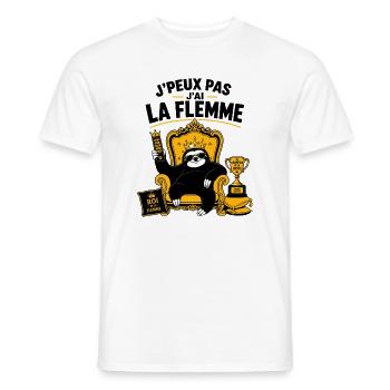 J’Peux Pas J’Ai La Flemme Royale - T-shirt homme - blanc - Devant - AI Model Male 178 dark (178cm)