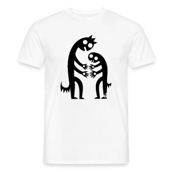 Abstrakt Figuren Umarmung Kreativ Monochrom - Männer T-Shirt - Weiß - Vorne - AI Model Male 178 dark (178cm)