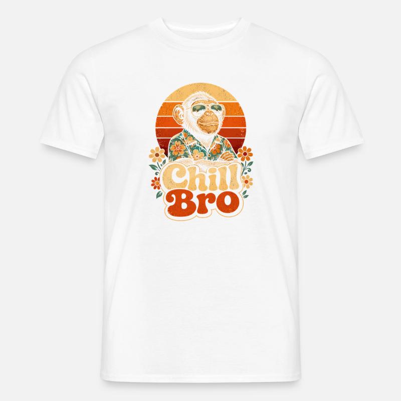 Chill Bro Retro Affe - Männer T-Shirt - Weiß