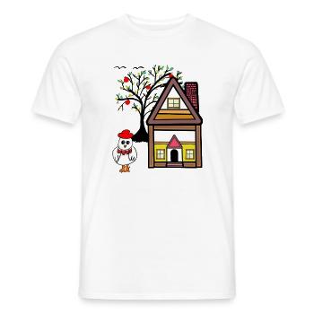 Drôle de poulailler Jardin de pommiers - T-shirt homme - blanc - Devant - AI Model Male 178 dark (178cm)