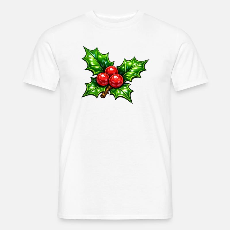 Stechpalme mit Beeren - Männer T-Shirt - Weiß