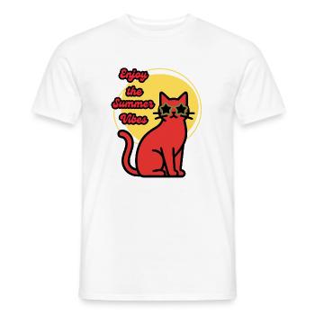 Die Katze, die den Sommer genießt - Männer T-Shirt - Weiß - Vorne - AI Model Male 178 dark (178cm)