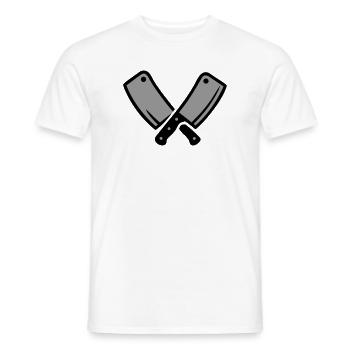 Cleaver Butcher Meat Grill Master BBQ - Men's T-Shirt - white - Front - AI Model Male 178 dark (178cm)