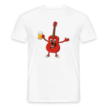 Guitar with beer - Men's T-Shirt - white - Front - AI Model Male 178 dark (178cm)