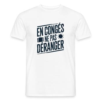 En Congés Ne Pas Déranger Vacances - T-shirt homme - blanc - Devant - AI Model Male 178 dark (178cm)