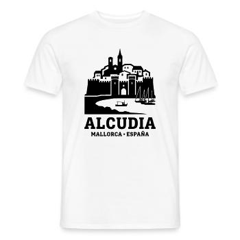 Alcudia Mallorca Spanien Silhouette Wahrzeichen - Männer T-Shirt - Weiß - Vorne - AI Model Male 178 dark (178cm)
