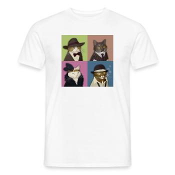 Dapper Cats Quartet - Men's T-Shirt - white - Front - AI Model Male 178 dark (178cm)