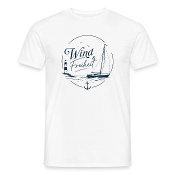 Wind und Freiheit | Küstenmode mit Segelboot - Männer T-Shirt - Weiß - Vorne - AI Model Male 178 dark (178cm)