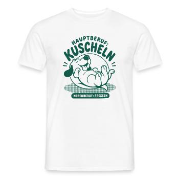 Hauptberuf Kuscheln Nebenberuf Fressen - Männer T-Shirt - Weiß - Vorne - AI Model Male 178 dark (178cm)