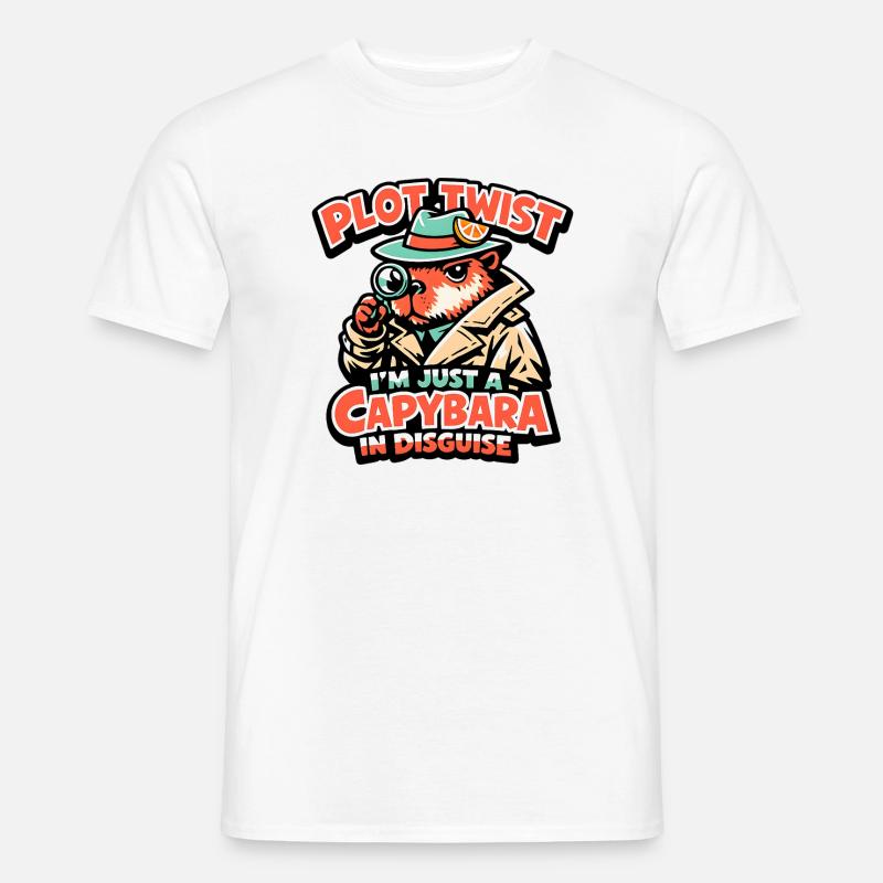 Plot Twist Capybara Detektiv - Männer T-Shirt - Weiß