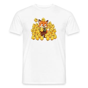 Renard avec des joies de poussins - T-shirt homme - blanc - Devant - AI Model Male 178 dark (178cm)