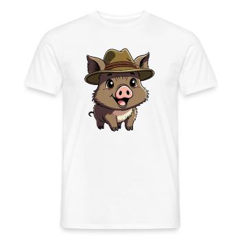 Wildschwein mit Hut - Männer T-Shirt - Weiß - Vorne - AI Model Male 178 dark (178cm)