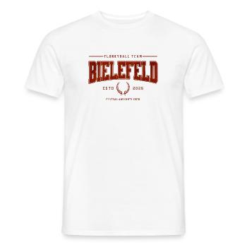 Flunkyball Professional Team Bielefeld Classic Shirt - Men's T-Shirt - white - Front - AI Model Male 178 dark (178cm)