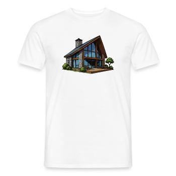 Glasfront Holzhaus Chalet - Männer T-Shirt - Weiß - Vorne - AI Model Male 178 dark (178cm)