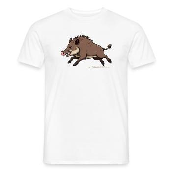 Wildschwein rennt - Männer T-Shirt - Weiß - Vorne - AI Model Male 178 dark (178cm)